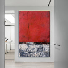 Load image into Gallery viewer, Red Abstract Painting Grey White Acrylic Painting Oversize Wp075