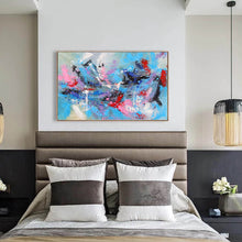 Load image into Gallery viewer, Red Blue Black Painting Original Jackson Pollock style Wp048