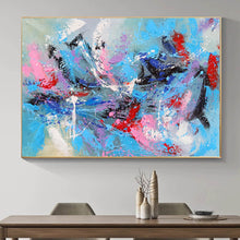 Load image into Gallery viewer, Red Blue Black Painting Original Jackson Pollock style Wp048