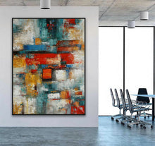 Load image into Gallery viewer, Red Blue Colorful Texture Modern Contemporary Abstract Painting Wp039