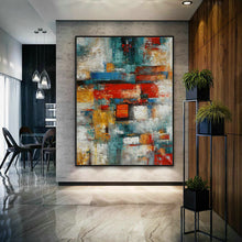 Load image into Gallery viewer, Red Blue Colorful Texture Modern Contemporary Abstract Painting Wp039