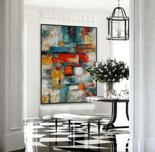 Load image into Gallery viewer, Red Blue Colorful Texture Modern Contemporary Abstract Painting Wp039