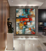 Load image into Gallery viewer, Red Blue Colorful Texture Modern Contemporary Abstract Painting Wp039