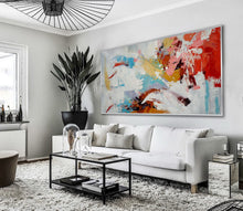 Load image into Gallery viewer, Red Blue White Abstract Painting Yellow Modern Textured Art Sp097