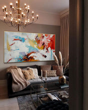 Load image into Gallery viewer, Red Blue White Abstract Painting Yellow Modern Textured Art Sp097