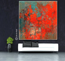 Load image into Gallery viewer, Red Brown Turquoise Abstract Painting Original Abstract Art on Canvas Wp056