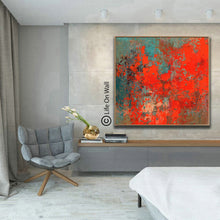 Load image into Gallery viewer, Red Brown Turquoise Abstract Painting Original Abstract Art on Canvas Wp056
