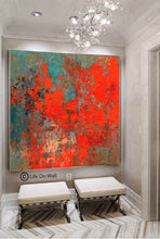 Load image into Gallery viewer, Red Brown Turquoise Abstract Painting Original Abstract Art on Canvas Wp056