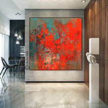 Load image into Gallery viewer, Red Brown Turquoise Abstract Painting Original Abstract Art on Canvas Wp056