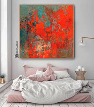 Load image into Gallery viewer, Red Brown Turquoise Abstract Painting Original Abstract Art on Canvas Wp056