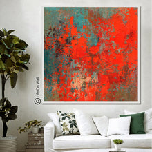 Load image into Gallery viewer, Red Brown Turquoise Abstract Painting Original Abstract Art on Canvas Wp056