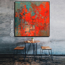 Load image into Gallery viewer, Red Brown Turquoise Abstract Painting Original Abstract Art on Canvas Wp056