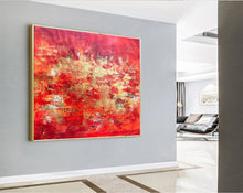 Load image into Gallery viewer, Red Gold Abstract Painting Gold Leaf Art Hand Painted Sp106