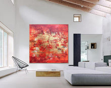 Load image into Gallery viewer, Red Gold Abstract Painting Gold Leaf Art Hand Painted Sp106