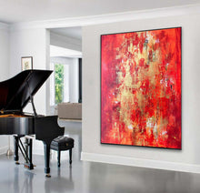 Load image into Gallery viewer, Red Gold Abstract Painting Gold Leaf Art Hand Painted Sp106