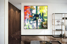 Load image into Gallery viewer, Red Green Pink Abstract Oil Painting On Canvas Huge Artwork Kp085