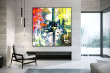 Load image into Gallery viewer, Red Green Pink Abstract Oil Painting On Canvas Huge Artwork Kp085