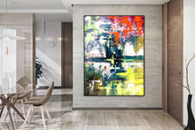 Load image into Gallery viewer, Red Green Pink Abstract Oil Painting On Canvas Huge Artwork Kp085