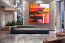 Load image into Gallery viewer, Red Orange Pink Abstract Painting Home Decor Textured Art Kp112