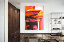 Load image into Gallery viewer, Red Orange Pink Abstract Painting Home Decor Textured Art Kp112