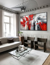 Load image into Gallery viewer, Red Painting Black White Abstract Painting Oversized Painting Sp069