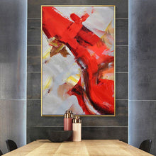 Load image into Gallery viewer, Red Palette Knife Painting on Canvas Yellow Brown Canvas Art Wp010