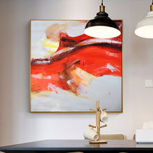 Load image into Gallery viewer, Red Palette Knife Painting on Canvas Yellow Brown Canvas Art Wp010