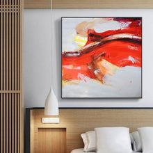 Load image into Gallery viewer, Red Palette Knife Painting on Canvas Yellow Brown Canvas Art Wp010
