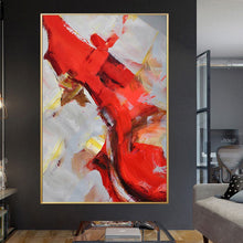 Load image into Gallery viewer, Red Palette Knife Painting on Canvas Yellow Brown Canvas Art Wp010