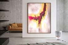 Load image into Gallery viewer, Red Pink Gold Abstract Painting Contemporary Art Kp090