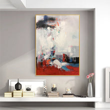 Load image into Gallery viewer, Red White Gray Abstract Painting Palette Knife Art Painting Sp090