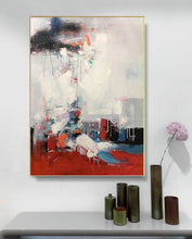 Load image into Gallery viewer, Red White Gray Abstract Painting Palette Knife Art Painting Sp090