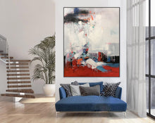 Load image into Gallery viewer, Red White Gray Abstract Painting Palette Knife Art Painting Sp090