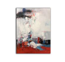Load image into Gallery viewer, Red White Gray Abstract Painting Palette Knife Art Painting Sp090