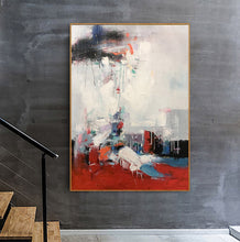 Load image into Gallery viewer, Red White Gray Abstract Painting Palette Knife Art Painting Sp090
