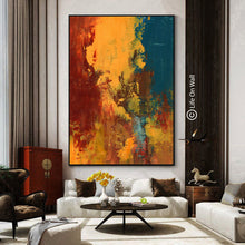 Load image into Gallery viewer, Red Yellow Dark Blue Abstract Painting Living Room Bedroom Art Wp051