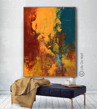 Load image into Gallery viewer, Red Yellow Dark Blue Abstract Painting Living Room Bedroom Art Wp051