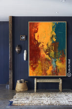 Load image into Gallery viewer, Red Yellow Dark Blue Abstract Painting Living Room Bedroom Art Wp051