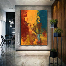 Load image into Gallery viewer, Red Yellow Dark Blue Abstract Painting Living Room Bedroom Art Wp051
