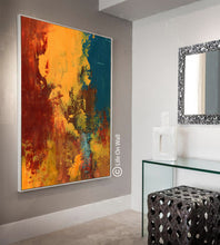 Load image into Gallery viewer, Red Yellow Dark Blue Abstract Painting Living Room Bedroom Art Wp051