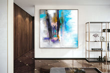 Load image into Gallery viewer, Sky Blue White Purple Abstract Painting on Canvas Contemporary Art Kp091