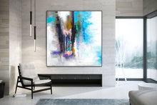 Load image into Gallery viewer, Sky Blue White Purple Abstract Painting on Canvas Contemporary Art Kp091