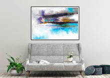Load image into Gallery viewer, Sky Blue White Purple Abstract Painting on Canvas Contemporary Art Kp091