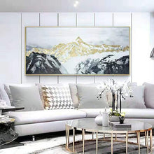 Load image into Gallery viewer, Snow Mountain Painting Sunshine Gold Leaf Wall Art Wp014