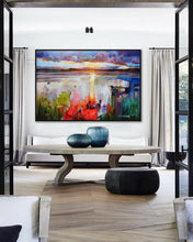 Load image into Gallery viewer, Sunrise Modern Painting Seascape Bright Color Abstract Art Sp075