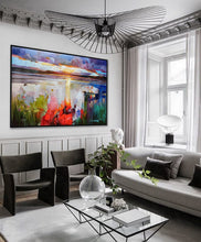 Load image into Gallery viewer, Sunrise Modern Painting Seascape Bright Color Abstract Art Sp075