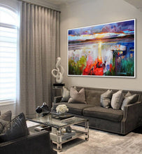 Load image into Gallery viewer, Sunrise Modern Painting Seascape Bright Color Abstract Art Sp075