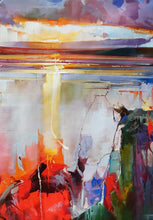 Load image into Gallery viewer, Sunrise Modern Painting Seascape Bright Color Abstract Art Sp075