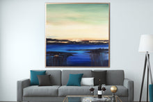 Load image into Gallery viewer, Sunset Painting Blue Gold Leaf Abstract Painting For Living Room Office Sp031