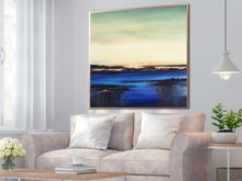 Load image into Gallery viewer, Sunset Painting Blue Gold Leaf Abstract Painting For Living Room Office Sp031
